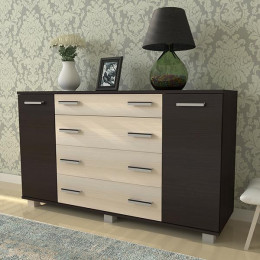 Комод «К-4» 1300 мм Млечный дуб/Венге