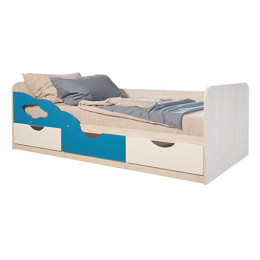 Кровать детская "Минима Скай" (Дуб атланта/Белый глянец/Лазурь)