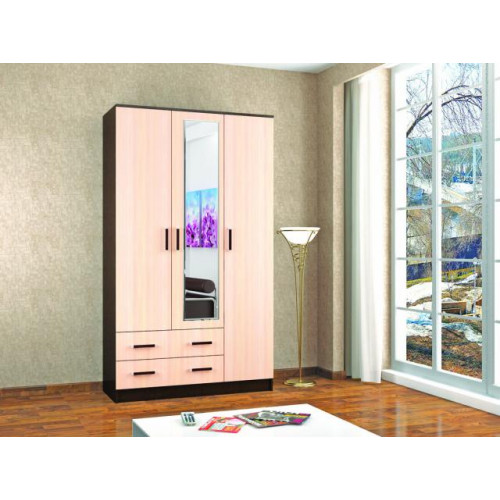 Шкаф комбинированный «Лагуна» с зеркалом (Венге / Дуб молочный)