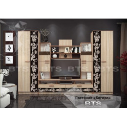 Гостиная Багира (Дуб сонома / Стекло каштан)