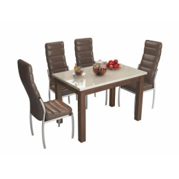 Стол обеденный Бостон-1 (орех шоколадный/кремовый гранит)