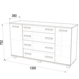 Комод «К-4» 1300 мм Млечный дуб/Венге