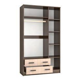 Шкаф комбинированный «Лагуна» с зеркалом (Венге / Дуб молочный)