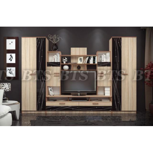 Гостиная Багира (Дуб сонома / Стекло каштан)