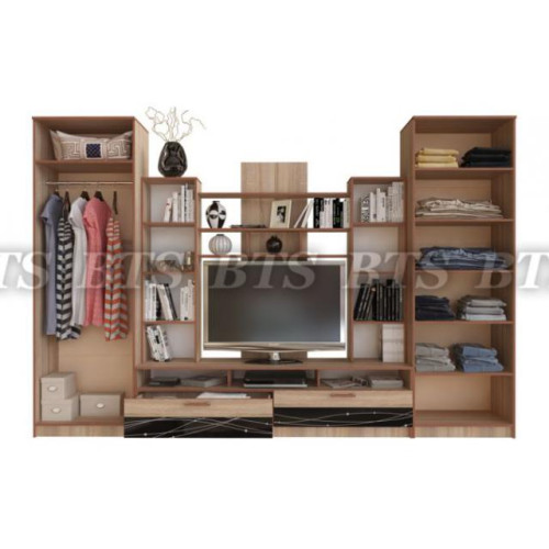 Гостиная Багира (Дуб сонома / Стекло каштан)