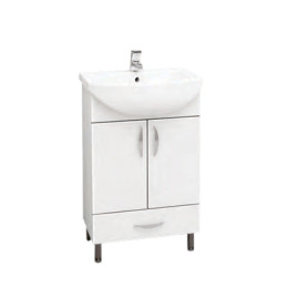 Тумба под ум-ник "Уют" 55 см с 1-м нижним ящиком на ножках белая 13545