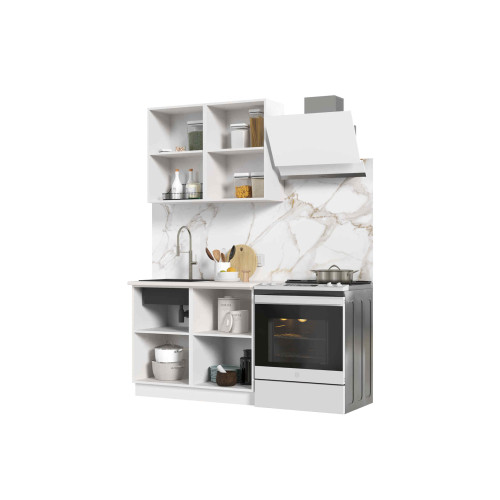 Кухня Мария 1 м белый/белый (столешница мрамор лацио белый)