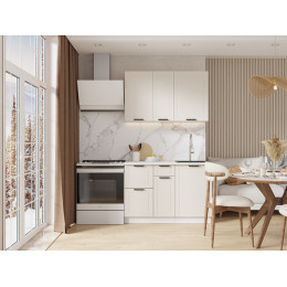 Кухня Альфа 1,2 м холст белый (корпус белый, столешница мрамор лацио)