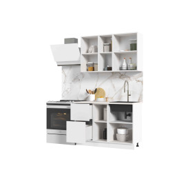 Кухня Мария 1,2 м белый/белый (столешница мрамор лацио белый)