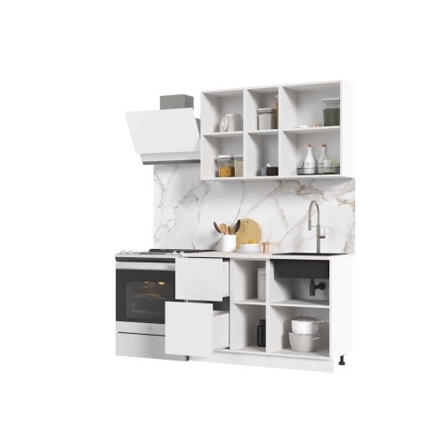Кухня Мария 1,2 м белый/белый (столешница мрамор лацио белый)