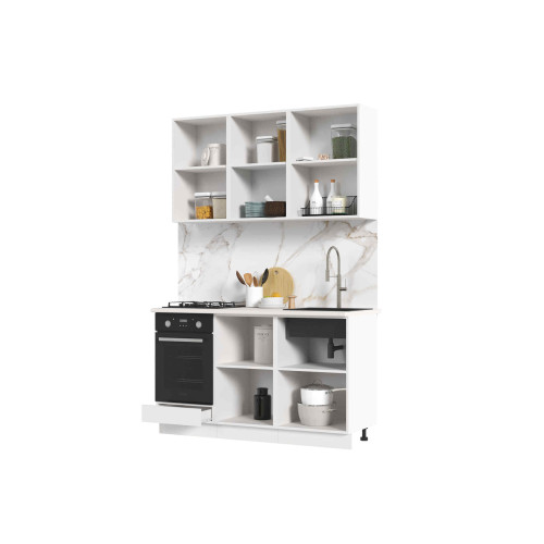 Кухня Мария 1,4 м белый/белый (столешница мрамор лацио белый)