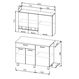 Кухня 1,2м "Айсбери" белый/сонома