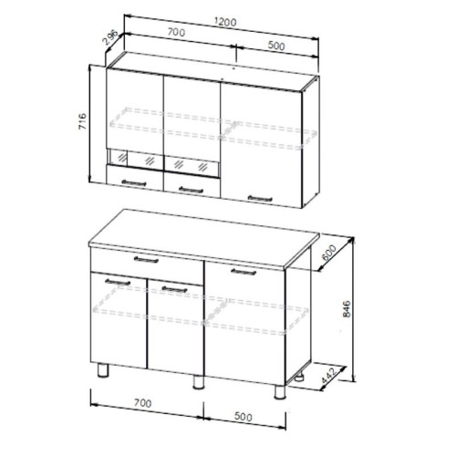 Кухня 1,2м Айсбери белый/сонома