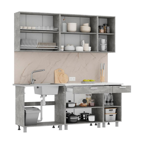 Кухня Денвер 2,0 Фасад БЕЛЫЙ/Корпус АТЕЛЬЕ СВЕТЛОЕ