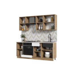 Кухня Мария 2,0 м дуб крафт золото/белый (столешница дуб вотан)