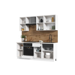 Кухня Мария 2,0 м белый/белый (столешница мрамор лацио белый)