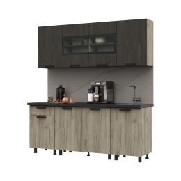 Кухня Эдинбург 2.0 Фасад ЖЕЛЕЗНЫЙ КАМЕНЬ/Корпус ДУБ КРАФТ СЕРЫЙ