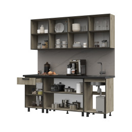 Кухня Эдинбург 2.0 Фасад ЖЕЛЕЗНЫЙ КАМЕНЬ/Корпус ДУБ КРАФТ СЕРЫЙ