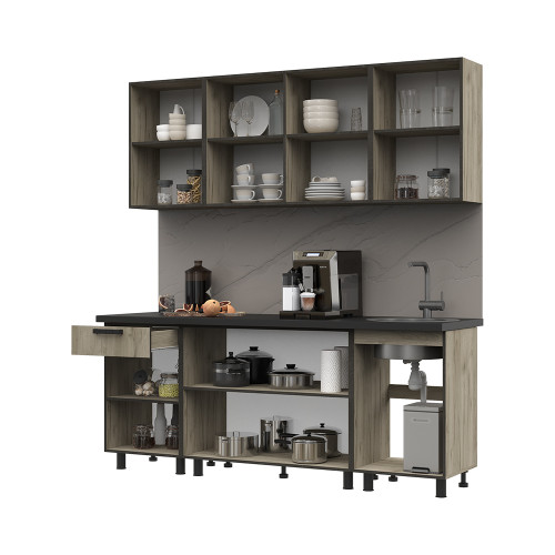 Кухня Эдинбург 2.0 Фасад ЖЕЛЕЗНЫЙ КАМЕНЬ/Корпус ДУБ КРАФТ СЕРЫЙ