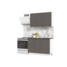 Кухня Альфа 1,2 м холст вулкан (корпус белый, столешница кастилло темный)