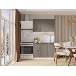 Кухня Альфа 1,2 м холст вулкан (корпус белый, столешница кастилло темный)