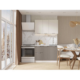 Кухня Альфа 1,2 м комби верх белый, низ вулкан (корпус белый, столешница мрамор лацио)