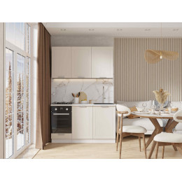 Кухня Альфа 1,4 м холст белый (корпус белый, столешница мрамор лацио)