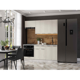 Кухня Альфа 1,8 м холст белый (корпус белый, столешница мрамор лацио)