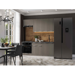 Кухня Альфа 1,8 м холст вулкан (корпус белый, столешница кастилло темный)