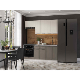 Кухня Альфа 1,8 м комби верх белый, низ вулкан (корпус белый, столешница мрамор лацио)