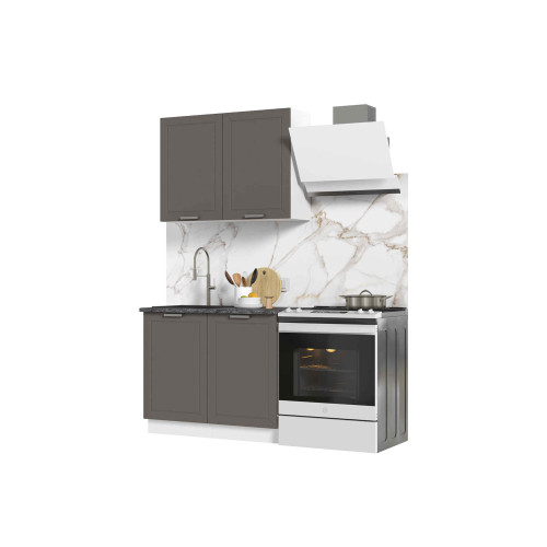 Кухня Альфа 1 м холст вулкан (корпус белый, столешница кастилло темный)