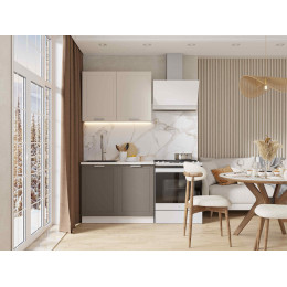 Кухня Альфа 1 м комби верх белый, низ вулкан (корпус белый, столешница мрамор лацио)