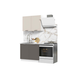 Кухня Альфа 1 м комби верх белый, низ вулкан (корпус белый, столешница мрамор лацио)