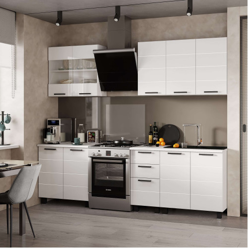 Кухня 2,0м Дина белый/белый глянец МДФ