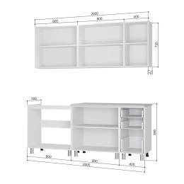 Кухня 2,0м "Дина" белый/белый глянец МДФ