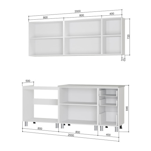 Кухня 2,0м Дина белый/белый глянец МДФ