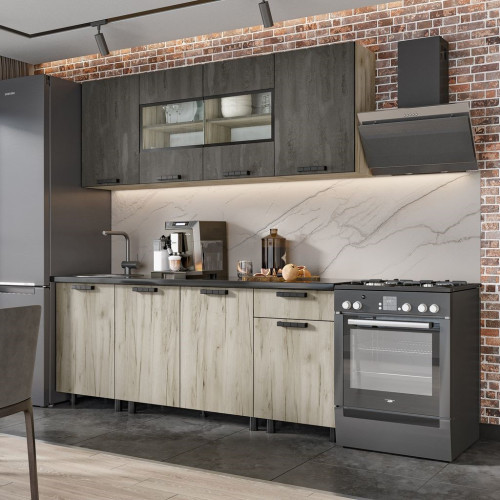 Кухня Эдинбург 2.0 Фасад ЖЕЛЕЗНЫЙ КАМЕНЬ/Корпус ДУБ КРАФТ СЕРЫЙ