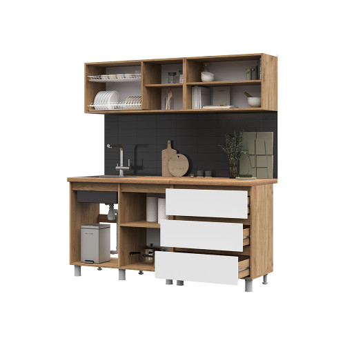 Кухня Хелен 1,7 дуб крафт золото/белый