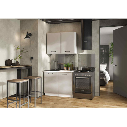 Кухня Индира 1 м белый/лофт дюна (столешница мрамор лацио белый)