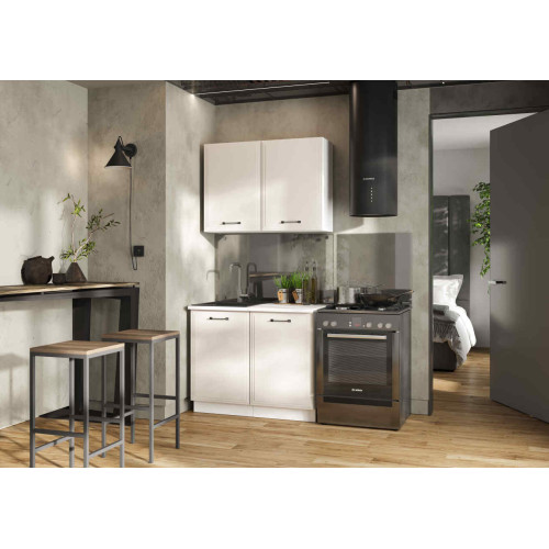 Кухня Индира 1 м белый/лофт дюна (столешница мрамор лацио белый)