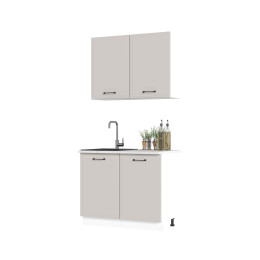 Кухня Индира 1 м белый/лофт дюна (столешница мрамор лацио белый)