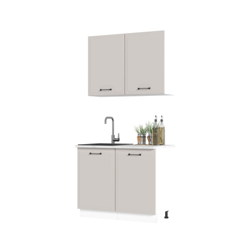 Кухня Индира 1 м белый/лофт дюна (столешница мрамор лацио белый)