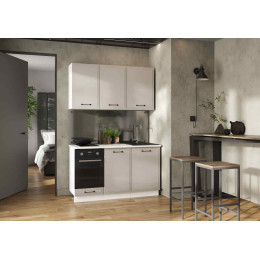 Кухня Индира 1,4 м белый/лофт дюна (столешница мрамор лацио белый)