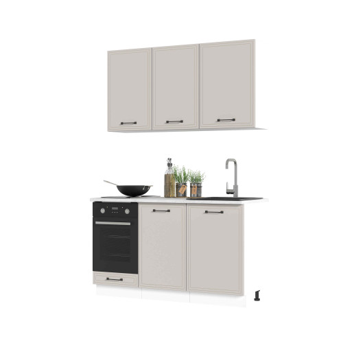 Кухня Индира 1,4 м белый/лофт дюна (столешница мрамор лацио белый)