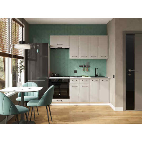 Кухня Индира 1,8 м белый/лофт дюна (столешница мрамор лацио белый)