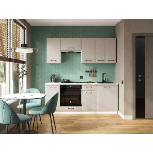 Кухня Индира 2,0 м белый/лофт дюна (столешница мрамор лацио белый)