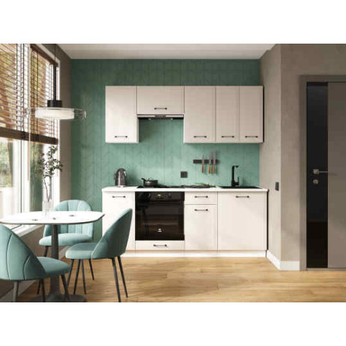 Кухня Индира 2,0 м белый/лофт дюна (столешница мрамор лацио белый)