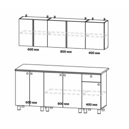 Кухонный гарнитур "КГ - 1(1800)" Белый / Белый / Цемент светлый / Антарес
