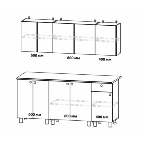 Кухонный гарнитур КГ - 1(1800) Белый / Белый / Цемент светлый / Антарес