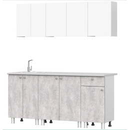 Кухонный гарнитур "КГ - 1(1800)" Белый / Белый / Цемент светлый / Антарес